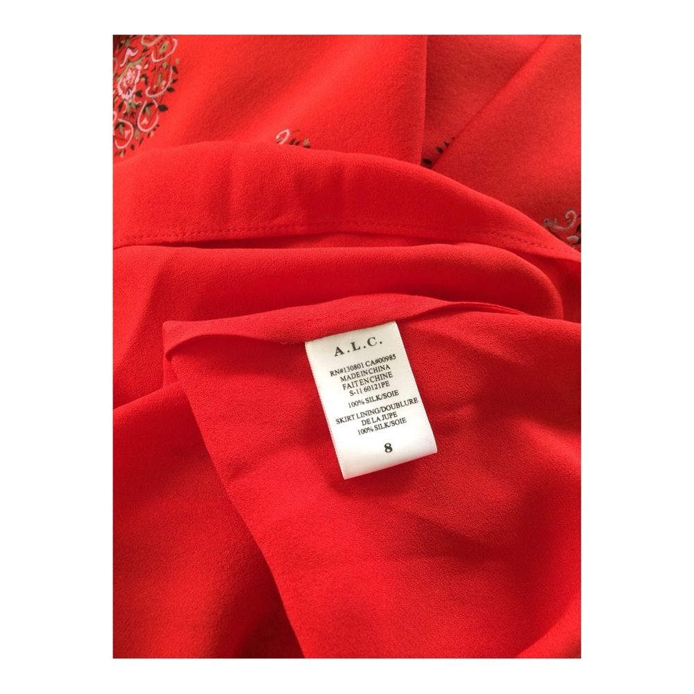 ALC Elisa Red 100% Silk Handkerchief Midi Dress Size 8 Original‎ Retail $695 - Picture 6 of 7